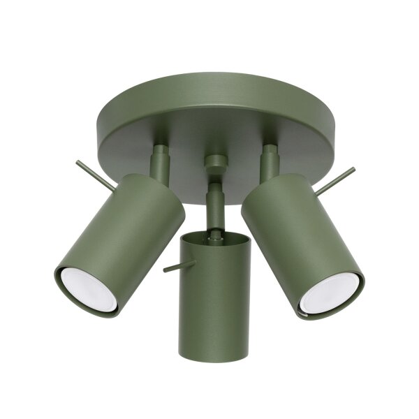 Deckenstrahler Stahl Olivgrün GU10 L:19 cm schwenkbar