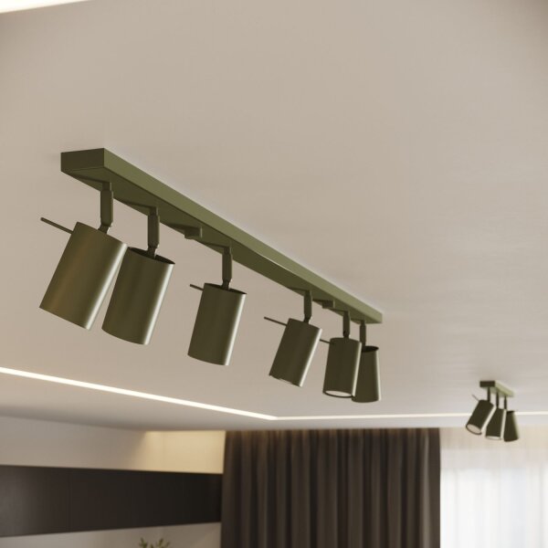 Deckenstrahler Olivgrün 4-flammig GU10 81 cm flexibel