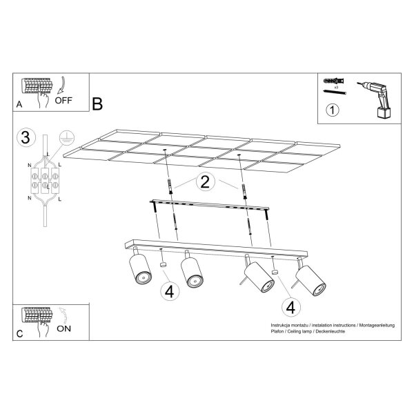 Deckenstrahler Ocker 4-flammig GU10 81 cm flexibel