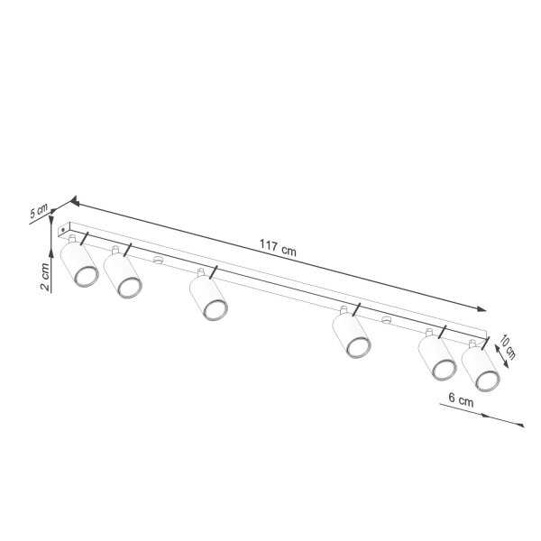 Deckenstrahler Weiß 6-flammig GU10 117 cm flexibel
