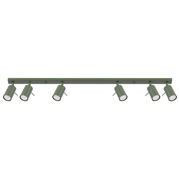 Deckenspot verstellbar Olivgrün GU10 L:118 cm 6-flammig