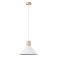 Hängelampe Holz Stahl Weiß E27 Ø30 cm...
