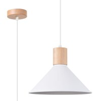 Hängelampe Holz Stahl Weiß E27 Ø30 cm...
