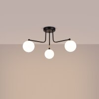 Deckenleuchte Glas Stahl Schwarz G9 B:62 cm blendarm