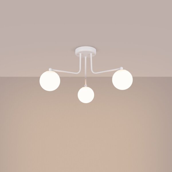 Deckenleuchte Glas Stahl Weiß G9 B:62 cm blendarm