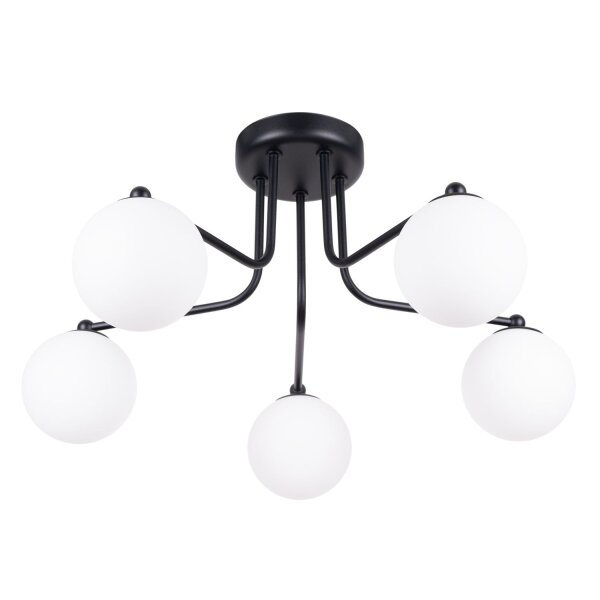 Deckenleuchte Glas Stahl Schwarz G9 B:64 cm 5-flammig