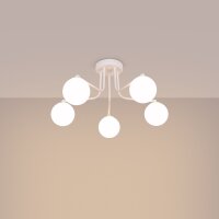 Deckenleuchte Glas Stahl Weiß G9 B:64 cm 5-flammig