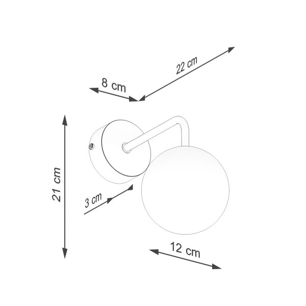 Wandleuchte mit Arm Glas Stahl Weiß G9 T:22 cm blendarm