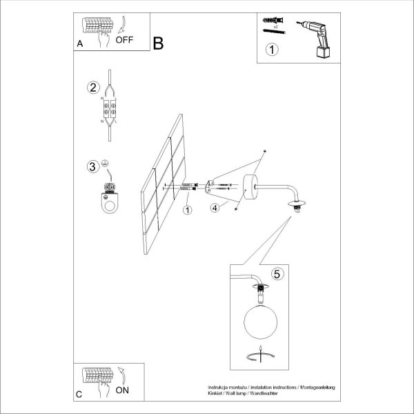 Wandleuchte mit Arm Glas Stahl Weiß G9 T:22 cm blendarm