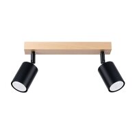 Deckenstrahler Holz Stahl Schwarz GU10 46 cm flexibel