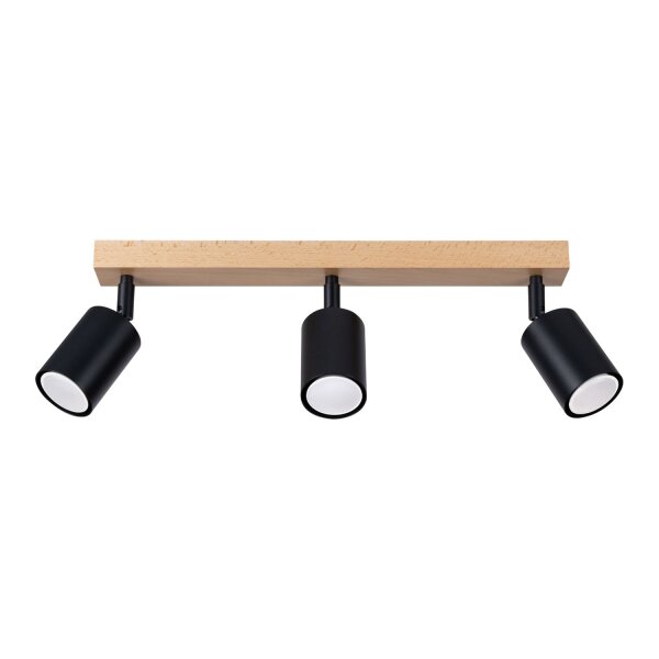Deckenstrahler Holz Stahl Schwarz GU10 61 cm flexibel