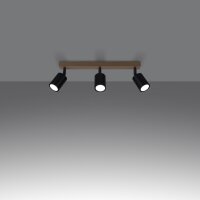 Deckenstrahler Holz Stahl Schwarz GU10 61 cm flexibel