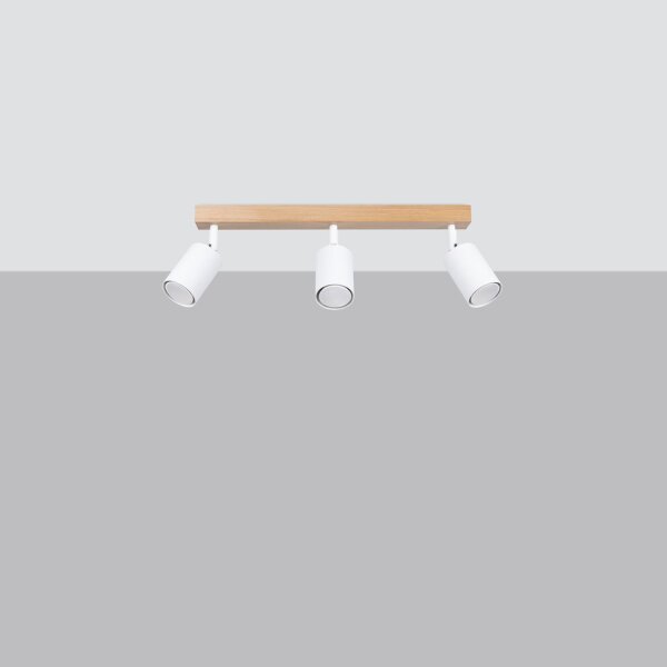 Deckenstrahler Holz Stahl Weiß GU10 61 cm verstellbar