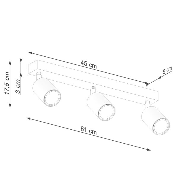 Deckenstrahler Holz Stahl Weiß GU10 61 cm verstellbar