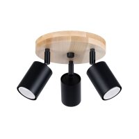 Deckenspot flexibel Holz Stahl GU10 L:33 cm 3-flammig