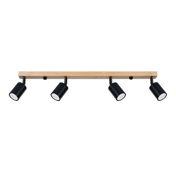 Deckenspot Holz Stahl Schwarz GU10 verstellbar 96 cm
