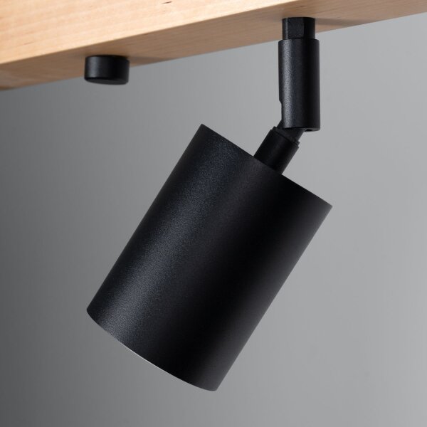Deckenspot Holz Stahl Schwarz GU10 verstellbar 96 cm