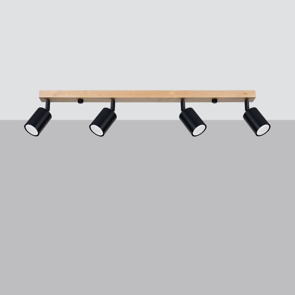 Deckenspot Holz Stahl Schwarz GU10 verstellbar 96 cm