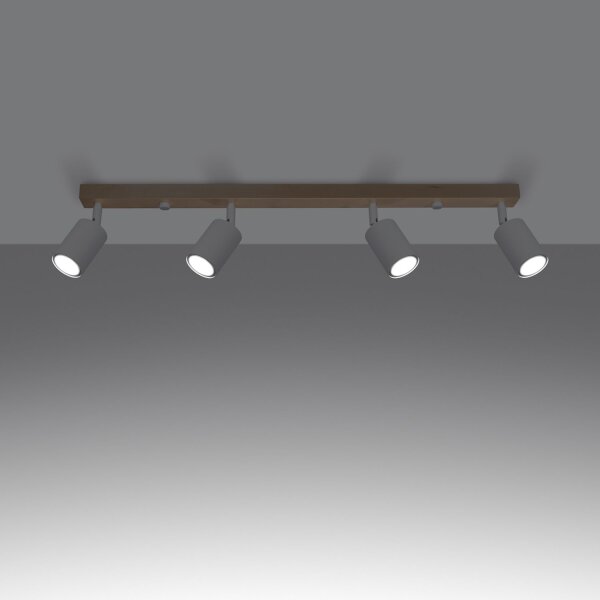 Deckenspot Holz Stahl Weiß GU10 verstellbar 96 cm