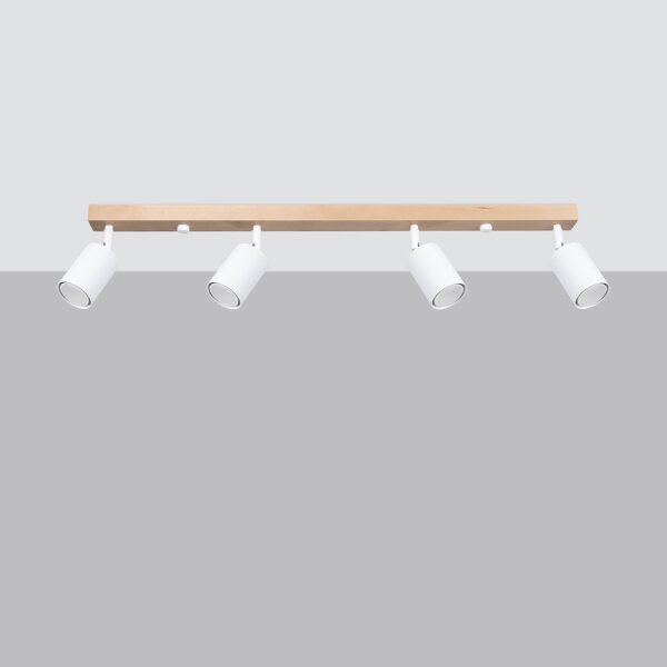 Deckenspot Holz Stahl Weiß GU10 verstellbar 96 cm