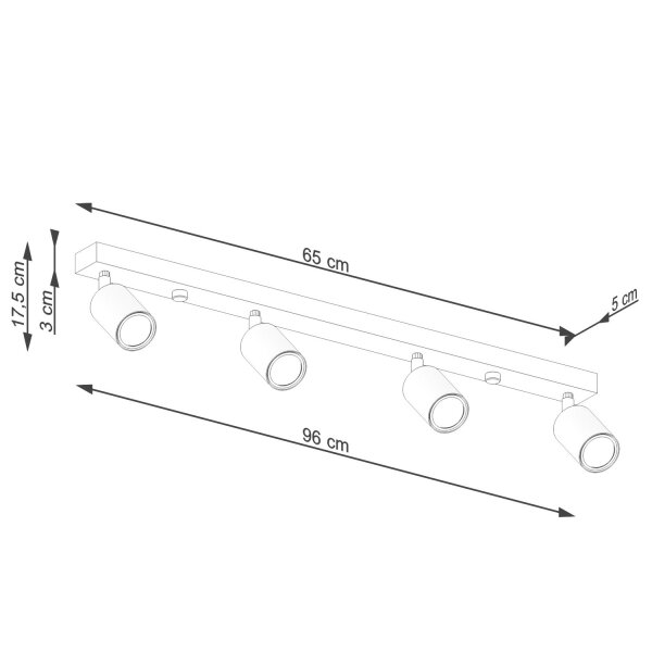 Deckenspot Holz Stahl Weiß GU10 verstellbar 96 cm