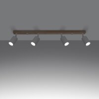 Deckenspot Holz Stahl Weiß GU10 verstellbar 96 cm