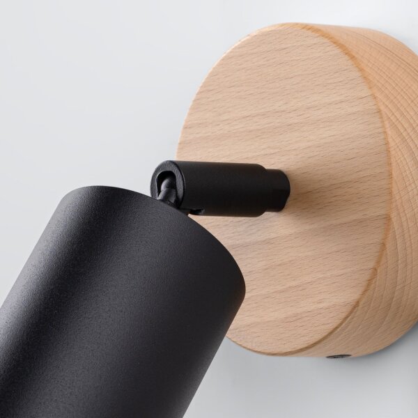 Wandspot Holz Stahl Schwarz GU10 verstellbar H:10 cm