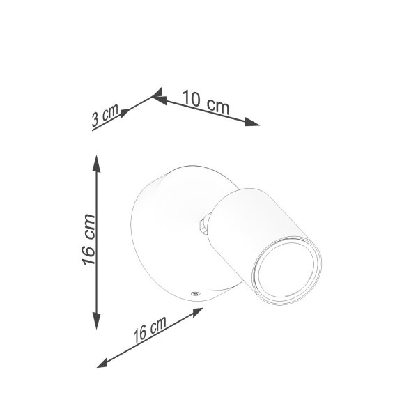 Wandspot Holz Stahl Weiß GU10 verstellbar H:10 cm