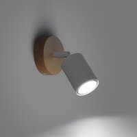 Wandspot Holz Stahl Weiß GU10 verstellbar H:10 cm