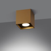 Elegante Deckenleuchte Stahl Gold GU10 Würfel B:10 cm