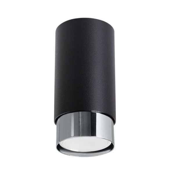 Stilvolle Deckenleuchte Schwarz Chrom GU10 Ø6 cm rund