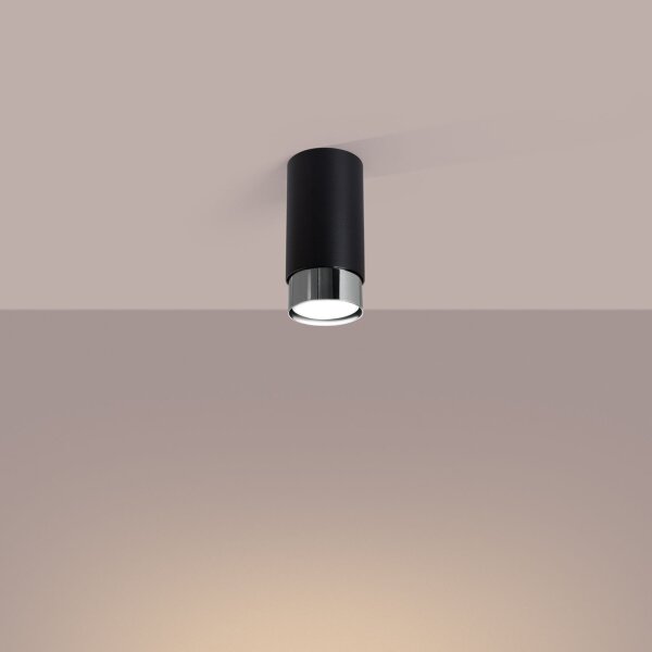 Stilvolle Deckenleuchte Schwarz Chrom GU10 Ø6 cm rund