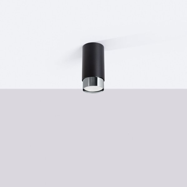 Stilvolle Deckenleuchte Schwarz Chrom GU10 Ø6 cm rund