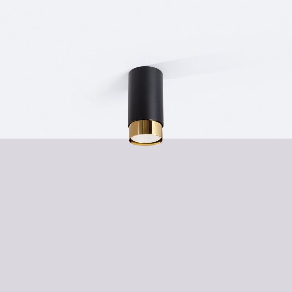 Stilvolle Deckenleuchte Schwarz Gold GU10 Ø6 cm rund