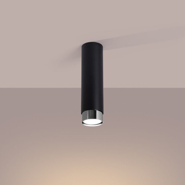 Elegante Deckenlampe Schwarz Chrom GU10 Ø6 cm rund