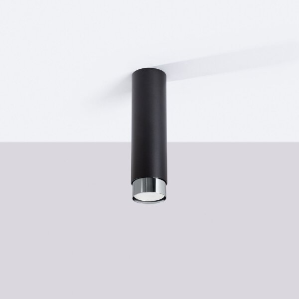 Elegante Deckenlampe Schwarz Chrom GU10 Ø6 cm rund