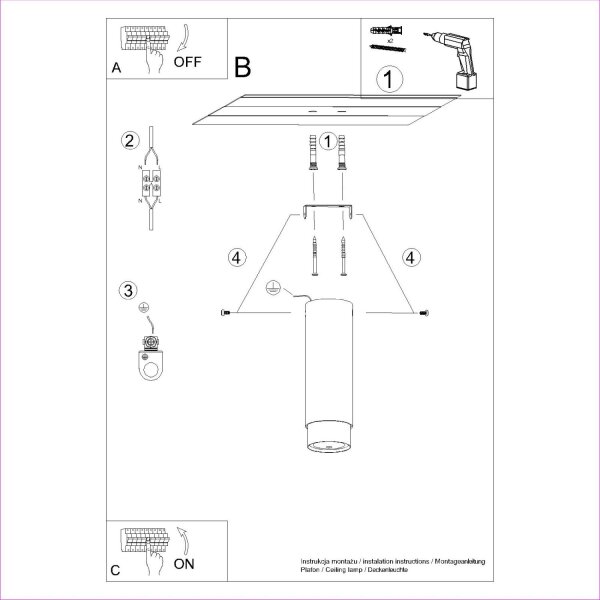 Elegante Deckenlampe Schwarz Chrom GU10 Ø6 cm rund