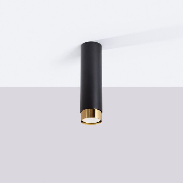 Elegante Deckenlampe Schwarz Gold GU10 Ø6 cm rund