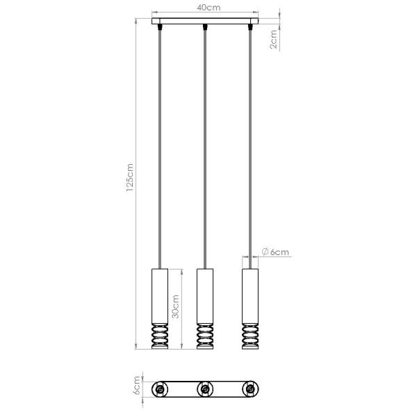 Stilvolle Hängelampe Weiß Stahl GU10 40 cm 3-flammig