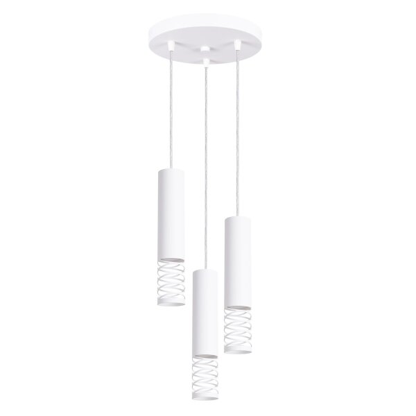 Pendelleuchte Weiß Stahl GU10 L:25 cm 3-flammig