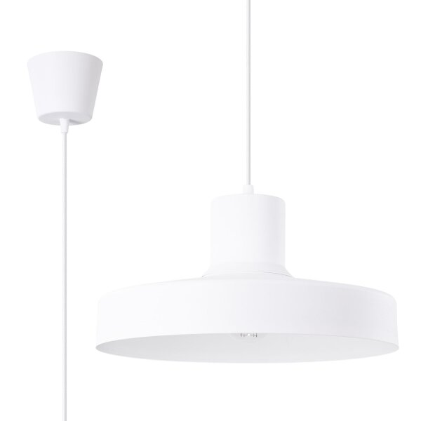 Hängelampe Stahl Weiß E27 L:35 cm rund gemütlich