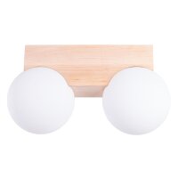Deckenlampe Holz Glas G9 2-flammig 29 cm lang blendarm
