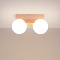 Deckenlampe Holz Glas G9 2-flammig 29 cm lang blendarm