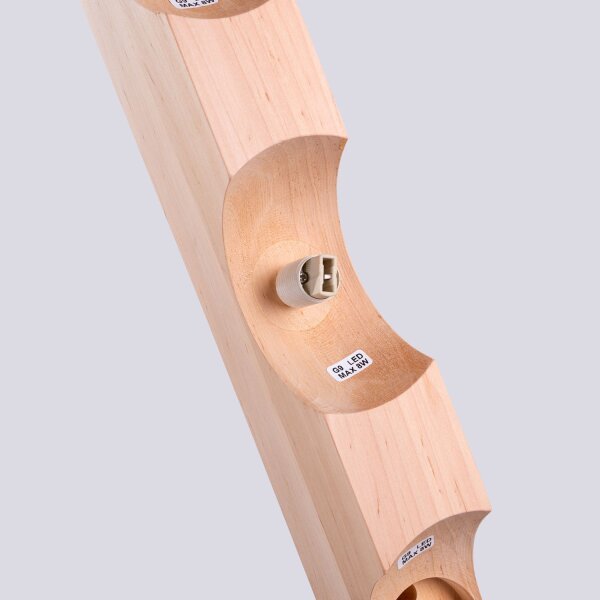 Deckenleuchte Holz Glas G9 4-flammig 63 cm blendarm