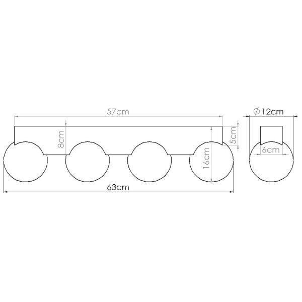 Deckenleuchte Holz Glas G9 4-flammig 63 cm blendarm