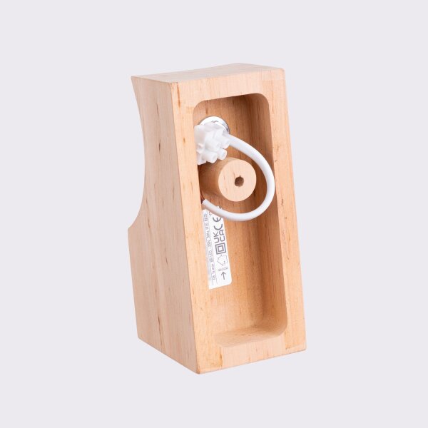Wandleuchte Holz Glas Kugel Weiß G9 H:16 cm blendarm