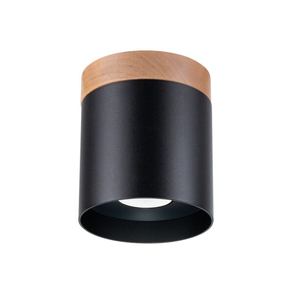 Runde Deckenleuchte Holz Aluminium Schwarz GU10 Ø12 cm