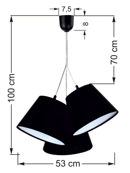 Suspension Noir Blanc Tissu 3-flmg Rétro