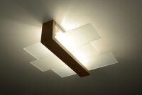 Deckenleuchte Holz Glas E27 L:43 cm gemütlich blendarm