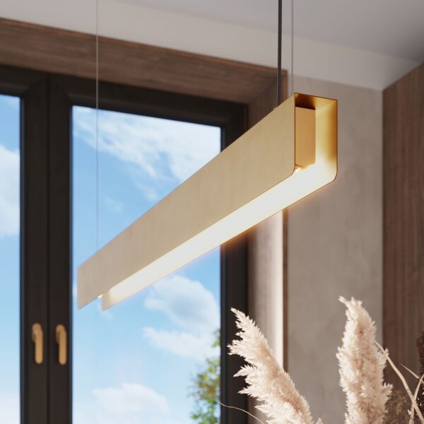Große Hängelampe Stahl Gold G13 3000 K 100 cm lang
